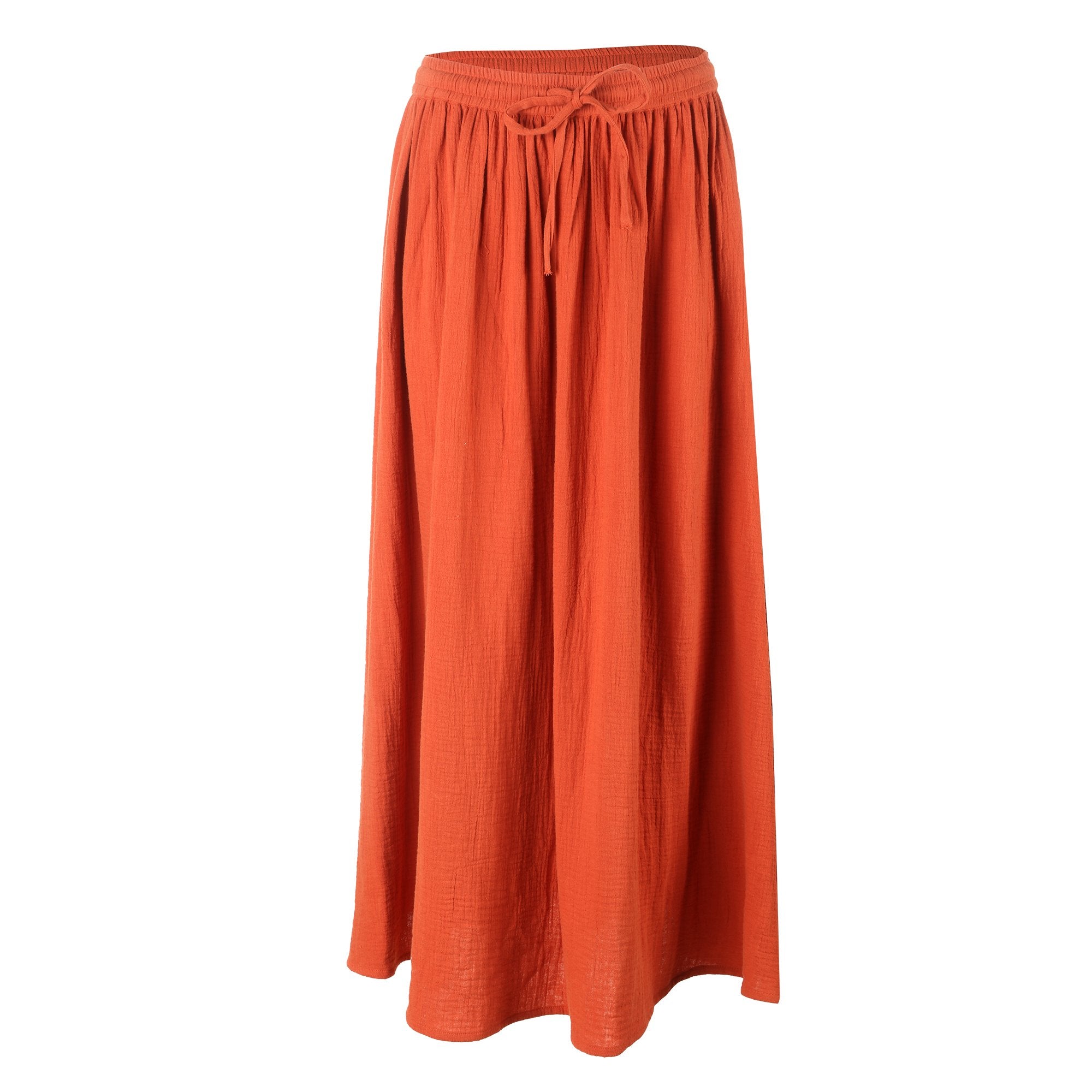 Jupe longue gaze de coton rouge taille 34 à 42