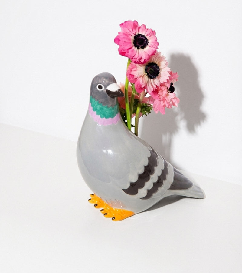 L'avant gardiste Vases vase pigeon fleurs céramique