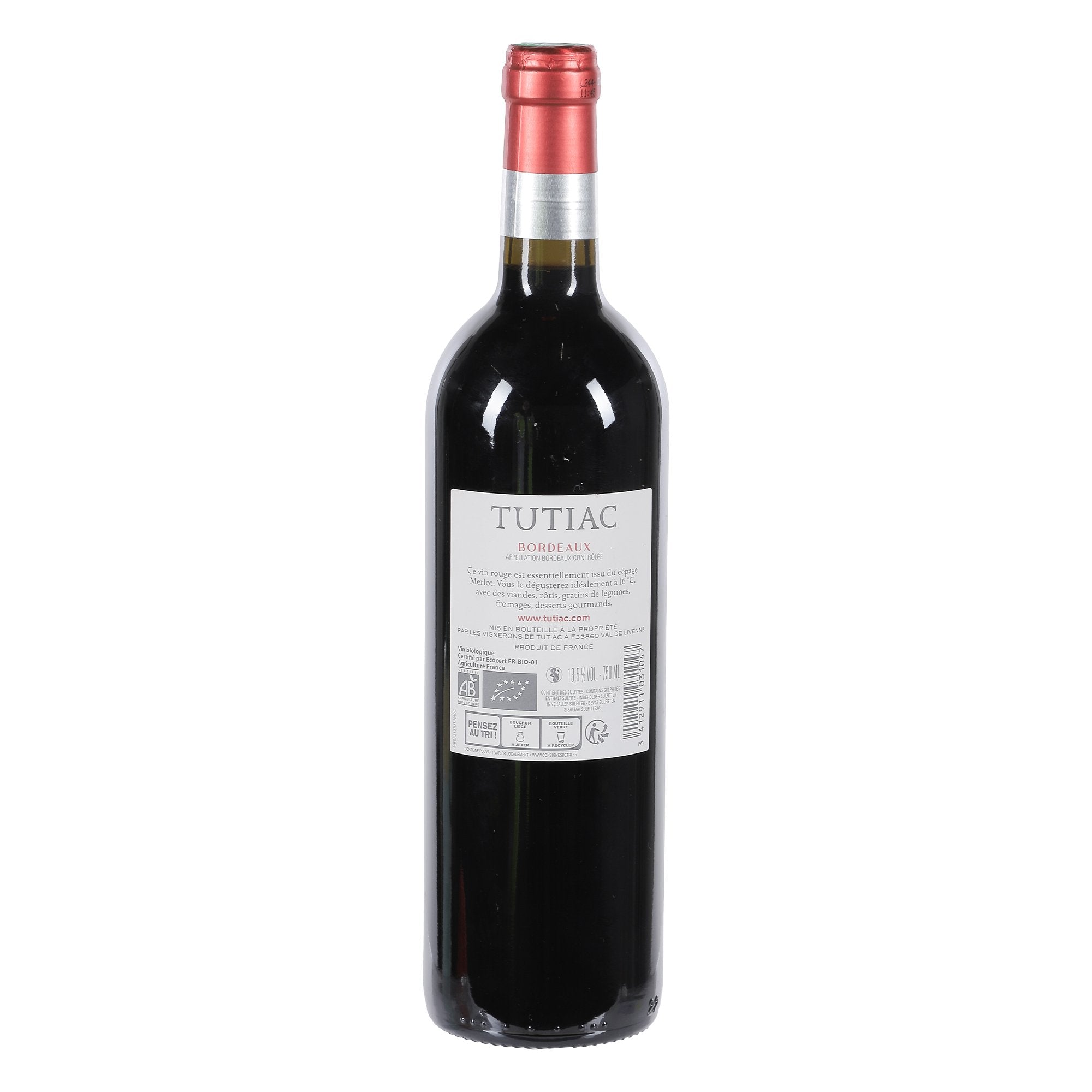 Tutiac Bordeaux AOC 2019 vin bio 13,5%