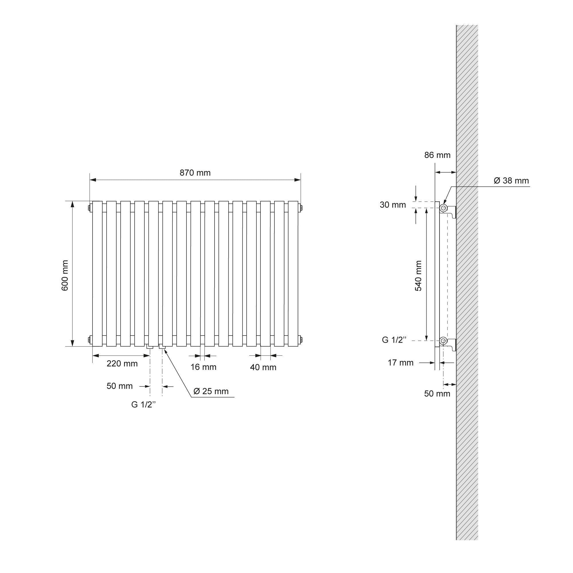 ECD Germany LuxeBath radiateur horizontal chrome 870x600 mm