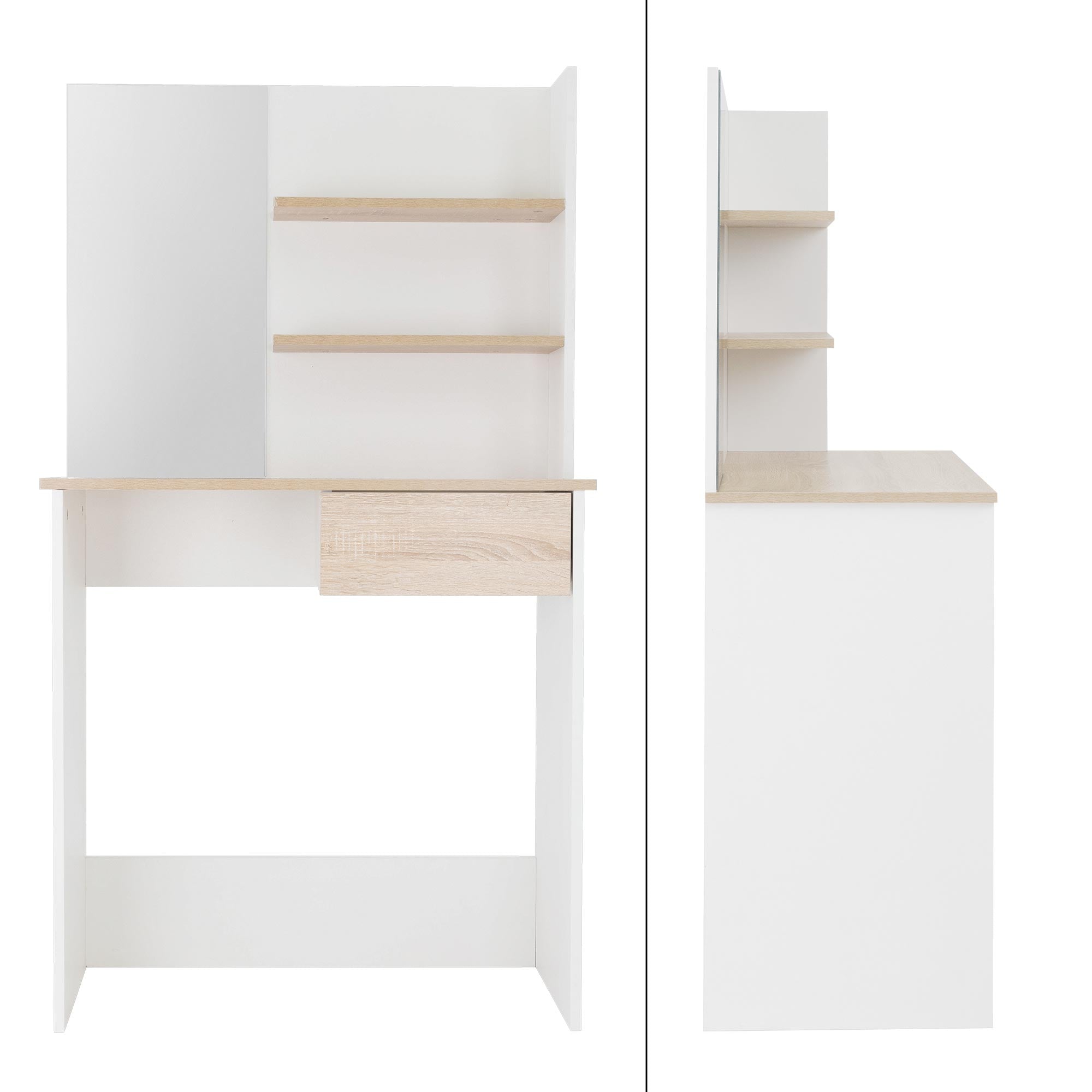 ECD Germany Möbel coiffeuse blanche 75x40x135 cm avec miroir