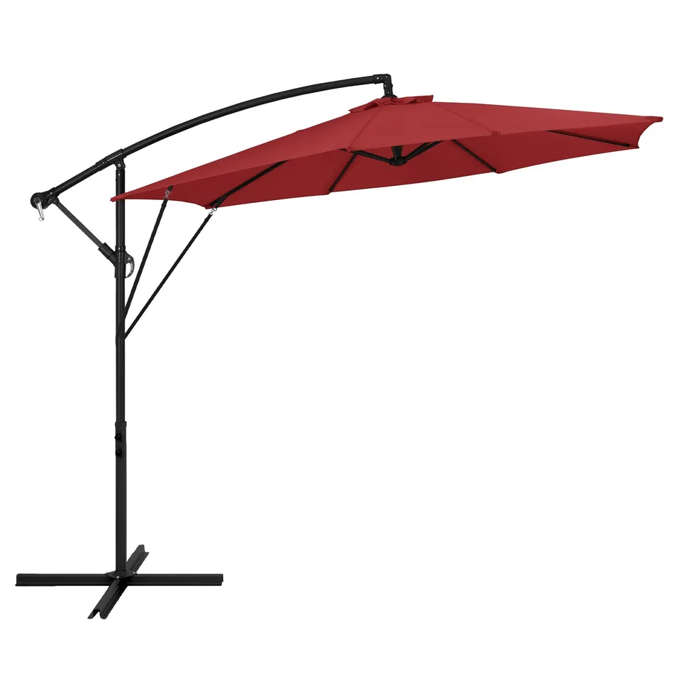 ECD Germany Garten parasol déporté rouge Ø 300 cm alu