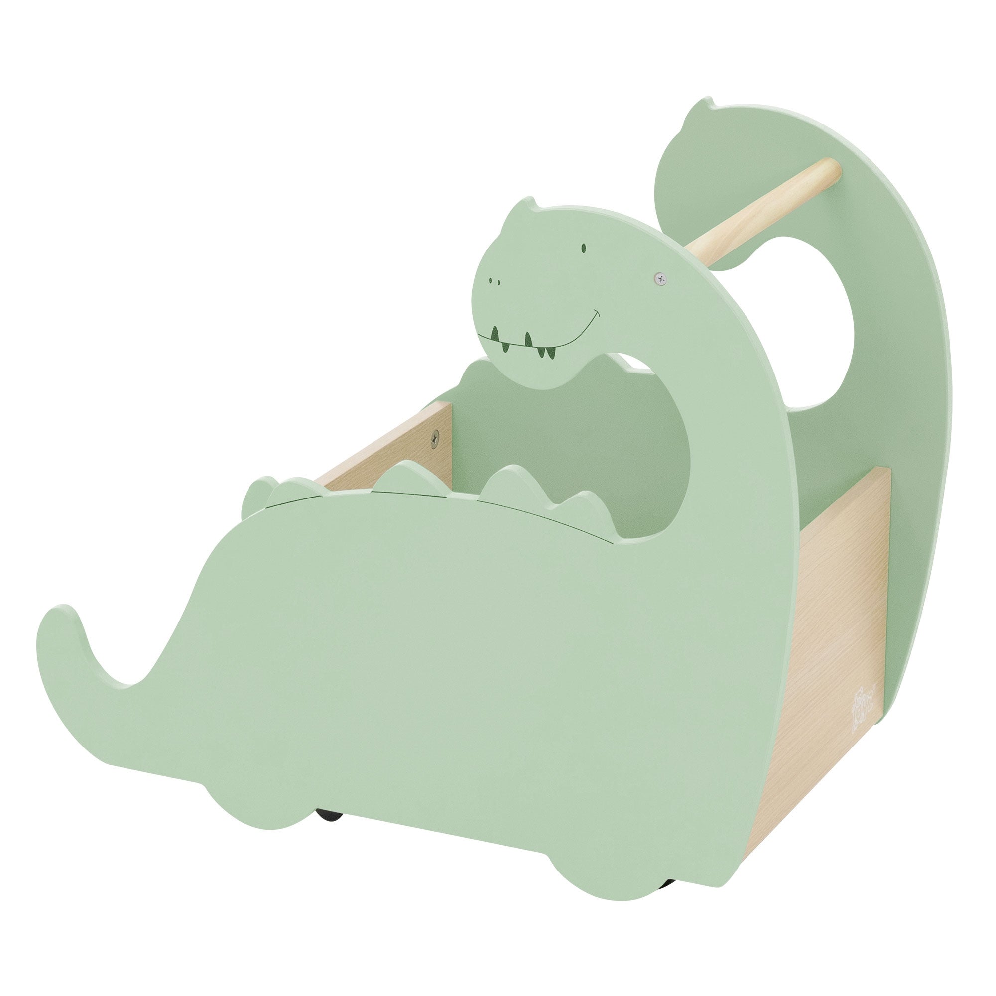 ECD Germany Kinder Coffre à jouets dino beige vert roulettes