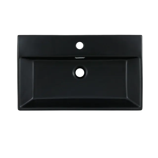 ECD Germany Sanitär lavabo céramique 60cm noir bonde