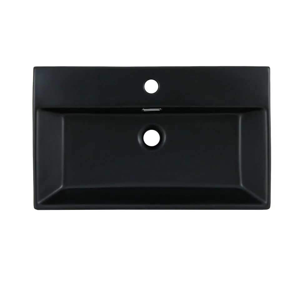 ECD Germany Sanitär lavabo céramique 60cm noir bonde