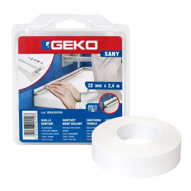 GEKO Bande d'étanchéité blanche 22 mm x 2,4 m baignoire