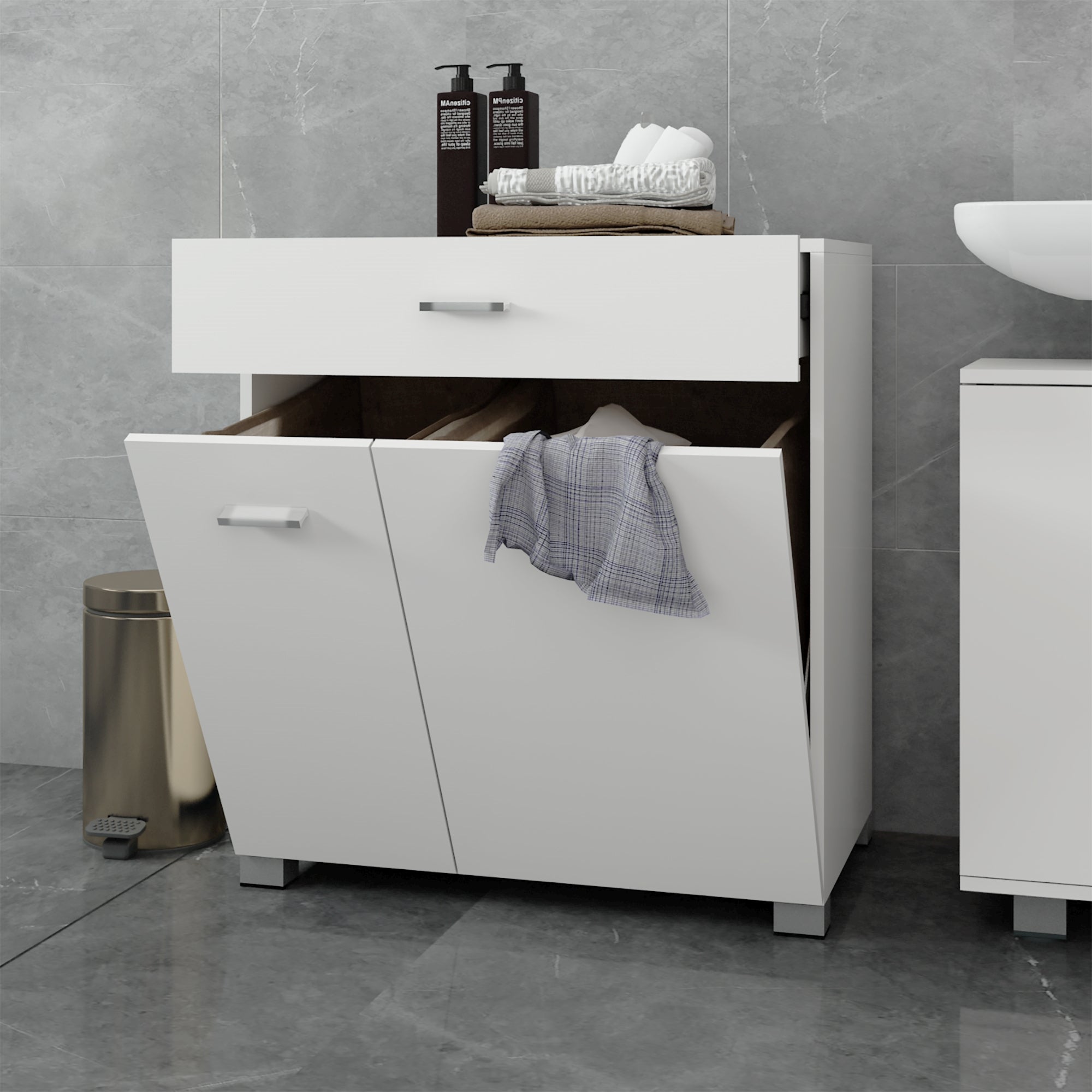ML-Design meuble linge blanc MDF 75x78,5x45 cm avec tiroir