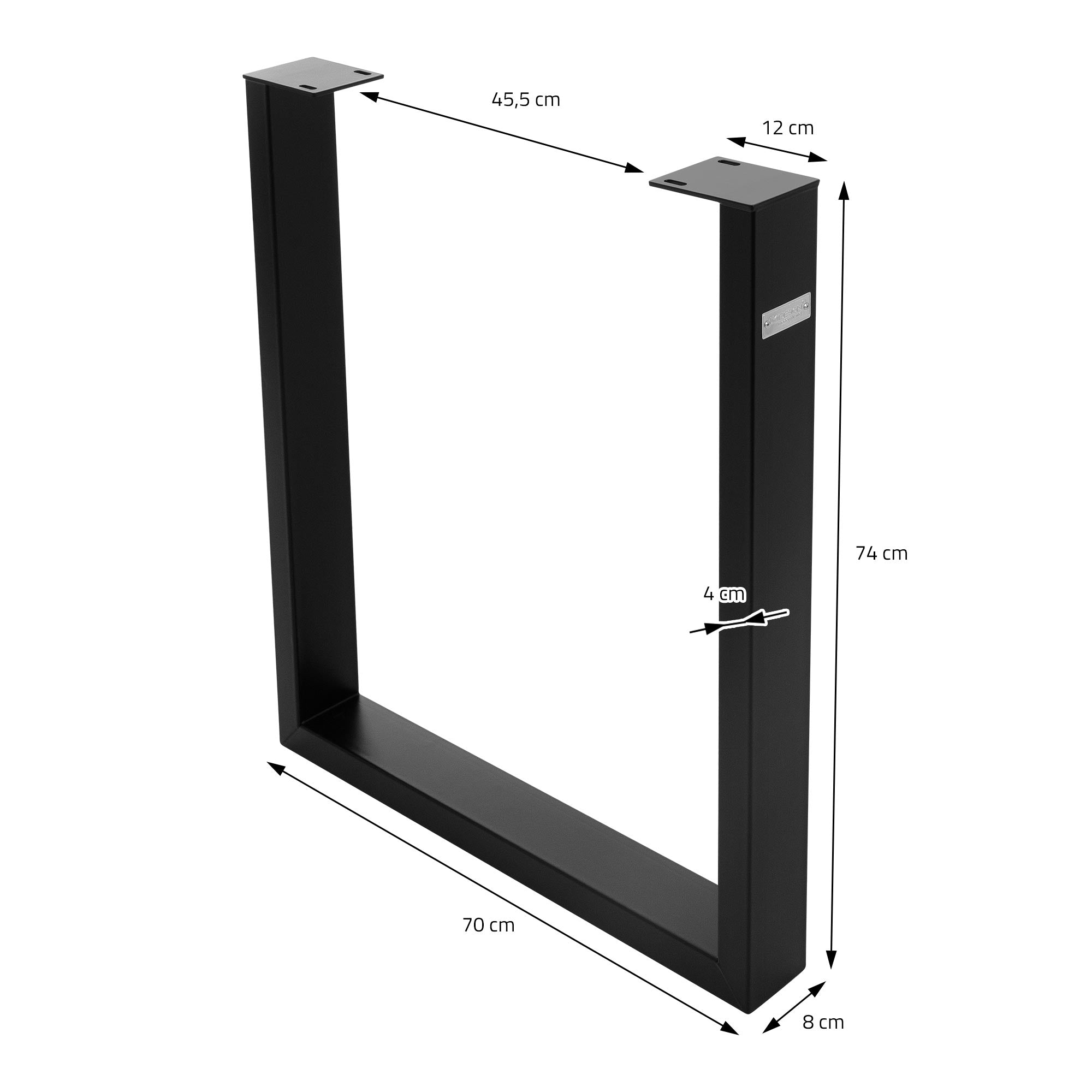 ECD Möbel Pied de table U métal noir 70x74 cm lot 2