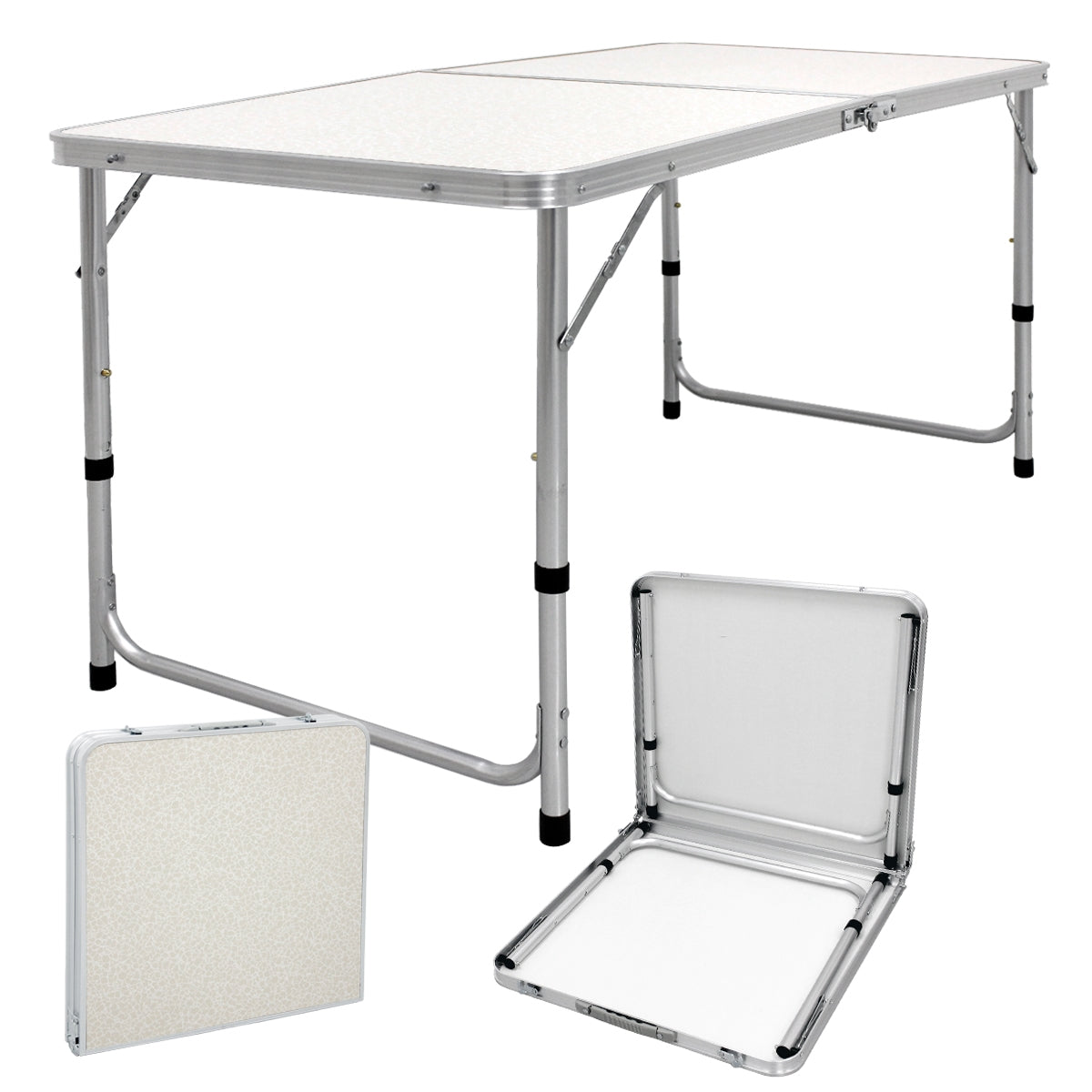 ECD Germany Sport table camping pliante 120 cm blanc crème alu