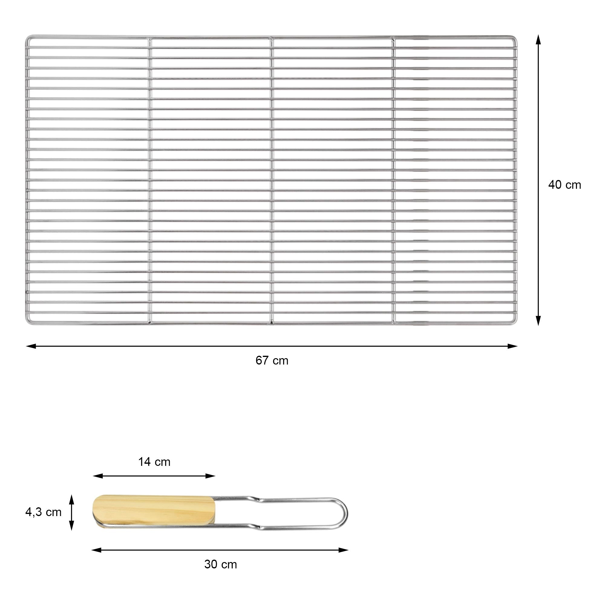 ECD Germany Grill grille barbecue inox 67x40 cm poignées