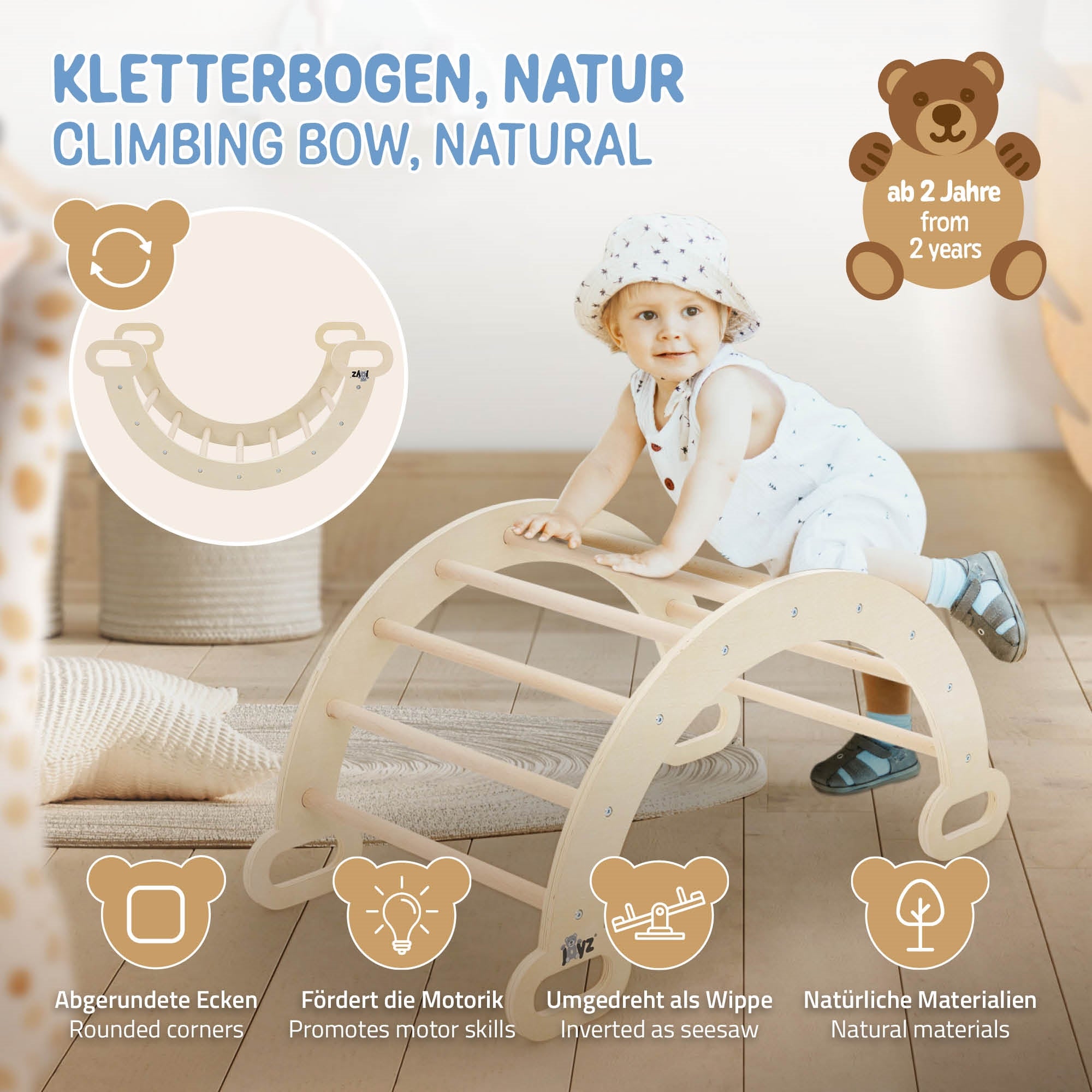 ECD Germany Kinder arche d'escalade bois 89x52x45,5 cm
