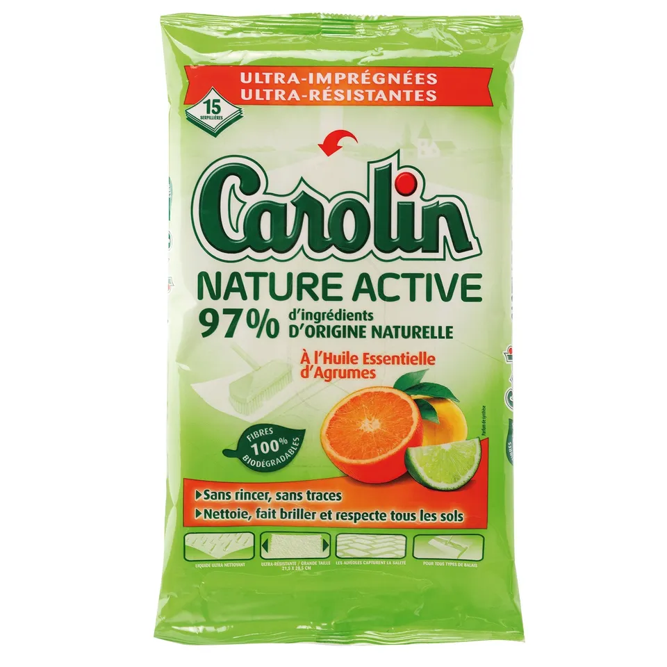 Lingettes sol Nature Active agrumes 15 lingettes