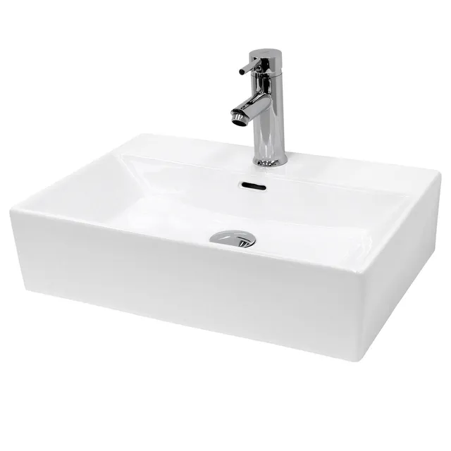 ECD Germany LuxeBath vasque céramique blanche 51,5 cm avec bonde