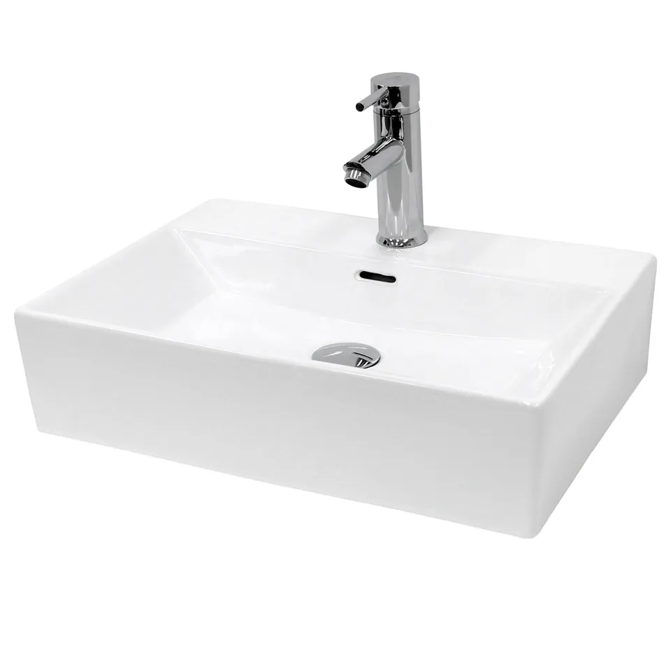 ECD Germany LuxeBath vasque céramique blanche 51,5 cm avec bonde