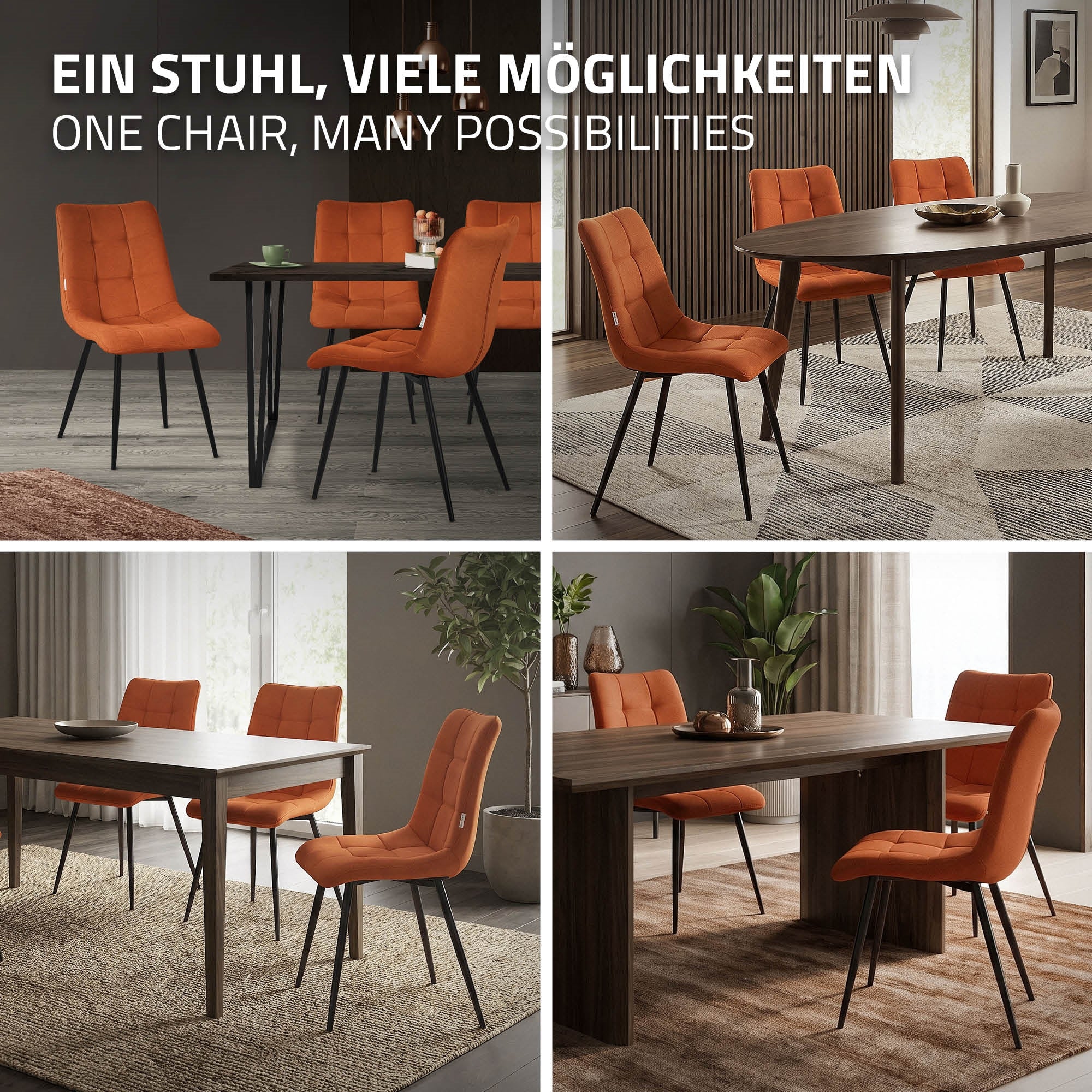 ECD Germany Möbel ML-Design lot 6 chaises orange polyester