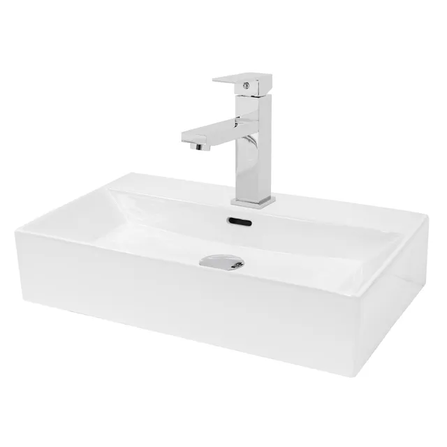 ECD Germany Sanitär lavabo céramique blanc 60,5cm robinet