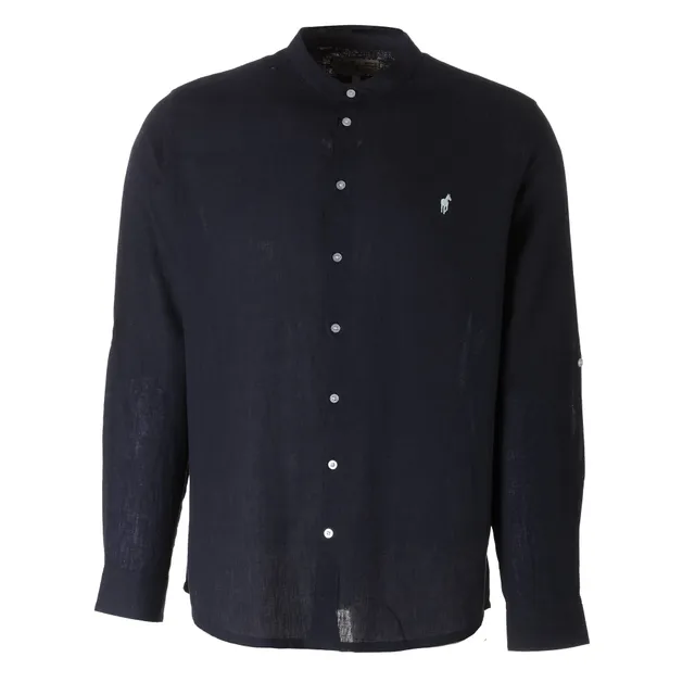 Stokomani Mode chemise col mao bleu foncé homme L