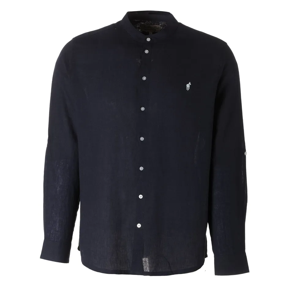 Stokomani Mode chemise col mao bleu foncé homme L