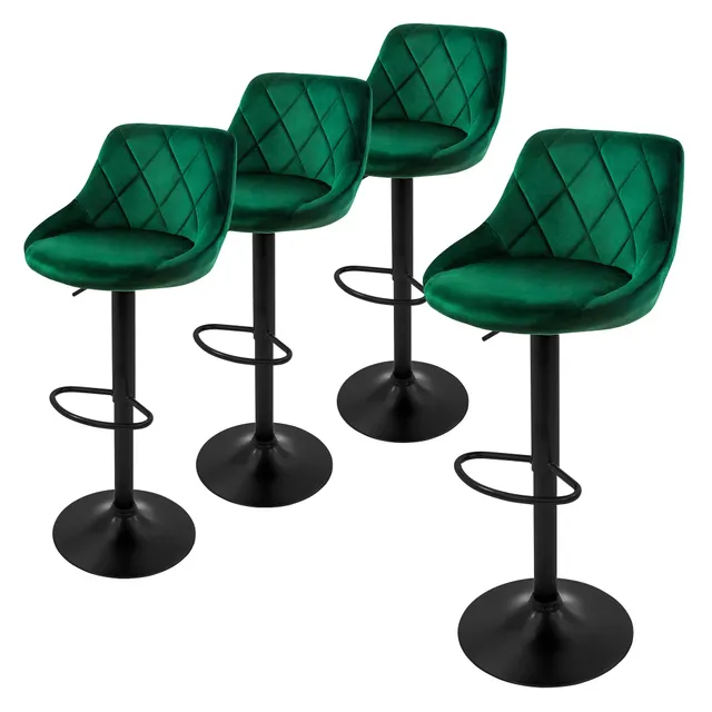ML-Design tabouret de bar velours vert réglable lot de 4