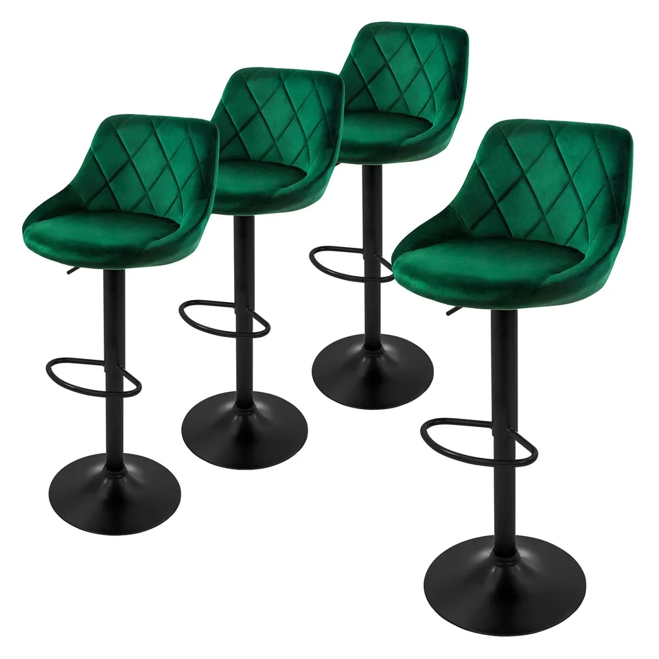 ML-Design tabouret de bar velours vert réglable lot de 4