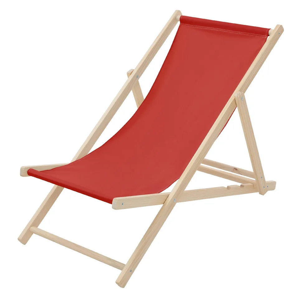 ECD Germany transat jardin bois rouge pliable 3 positions