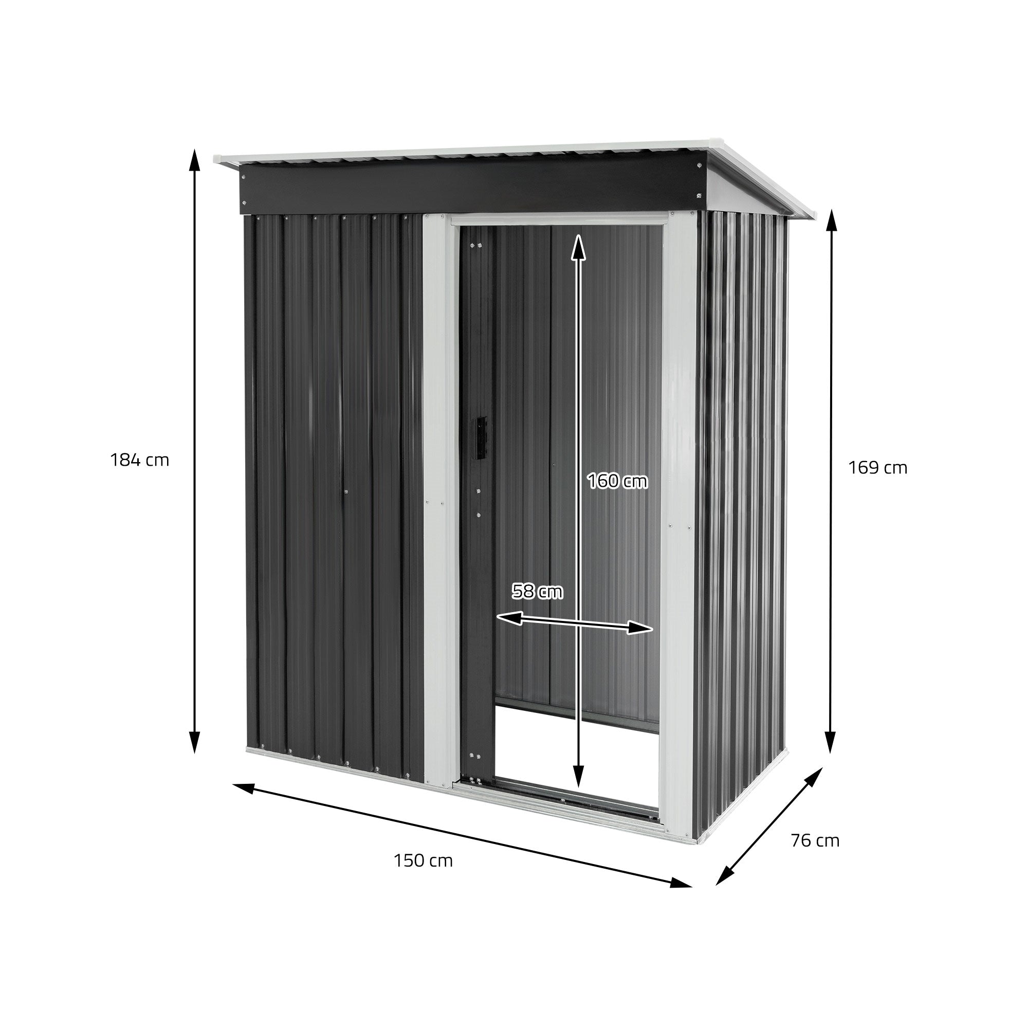 ECD Germany Garten 150x184x76 abri jardin métal gris