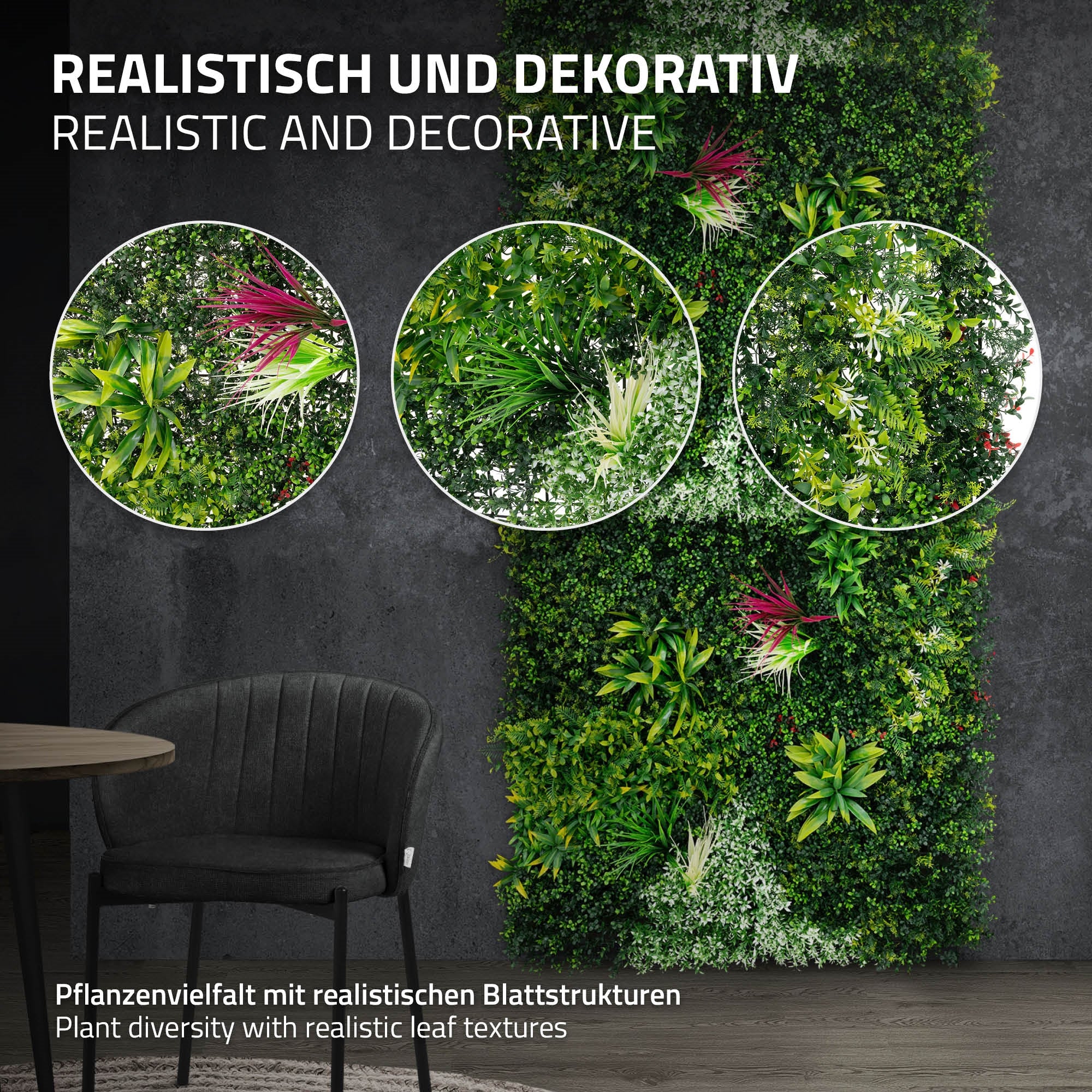 ECD Germany Haus panneau végétal 100x100cm Jungle Mix UV