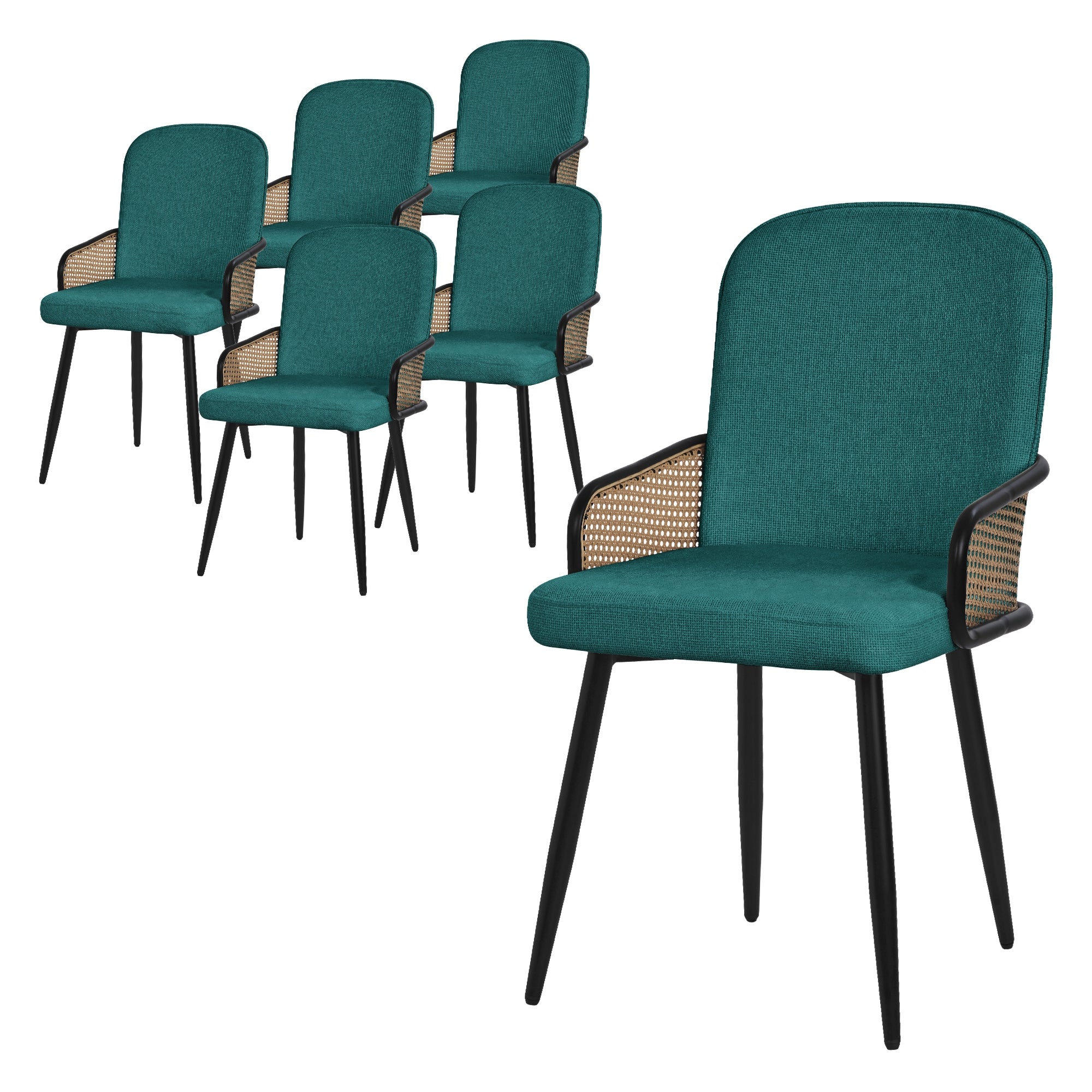 ECD Germany Möbel lot 6 chaises salle à manger pétrole rotin