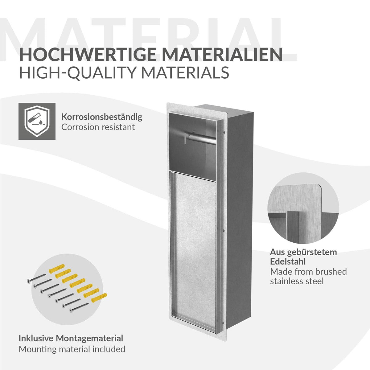 LuxeBath module WC encastré inox carrelable 60x20 cm noir
