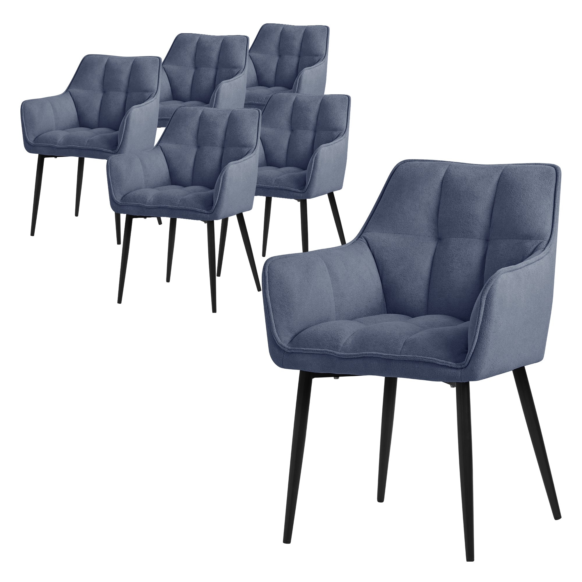 ECD Germany Meuble chaise salle à manger bouclé bleu lot de 2