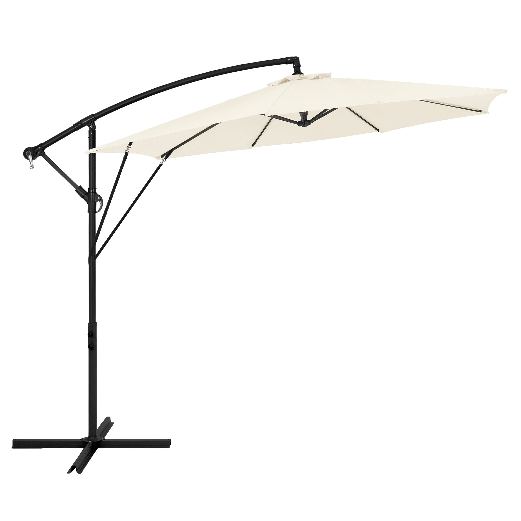 ML-Design parasol déporté rond Ø300 beige alu manivelle 360°