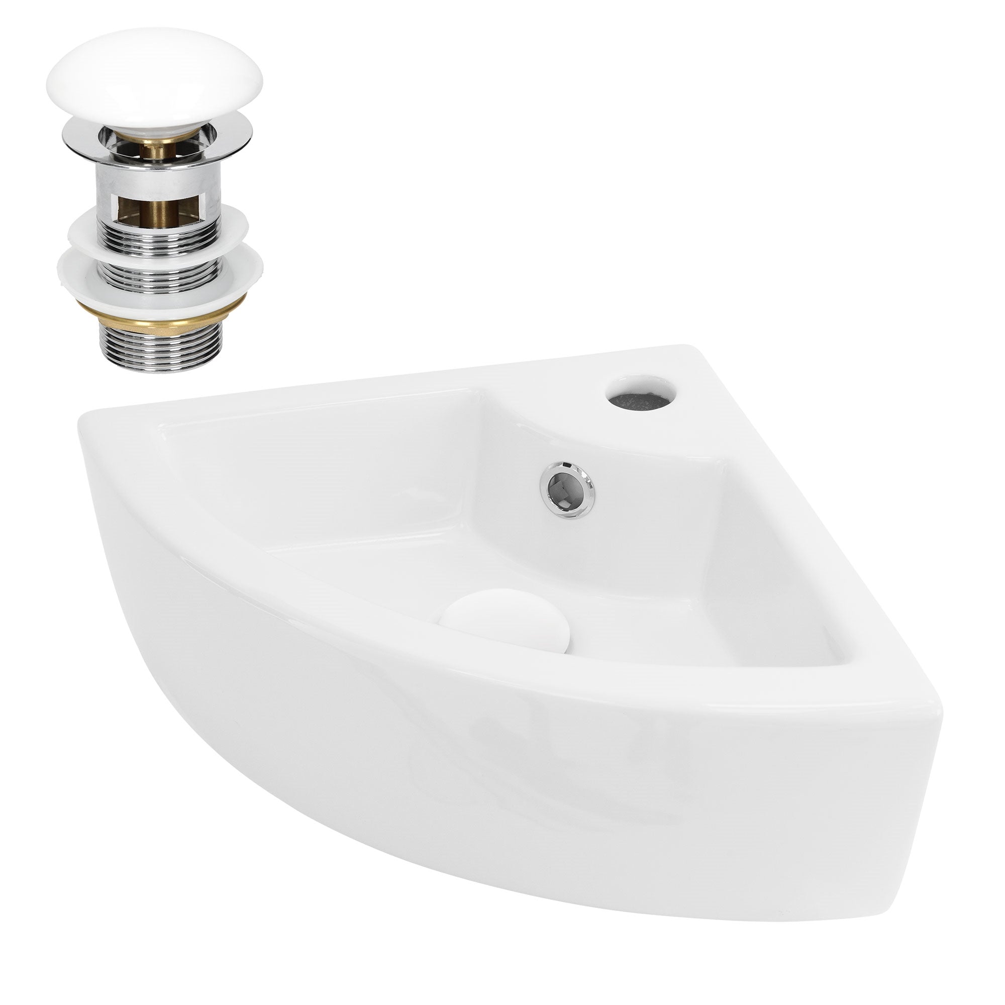 ECD Germany LuxeBath 46x33x13 cm lavabo blanc céramique avec bonde