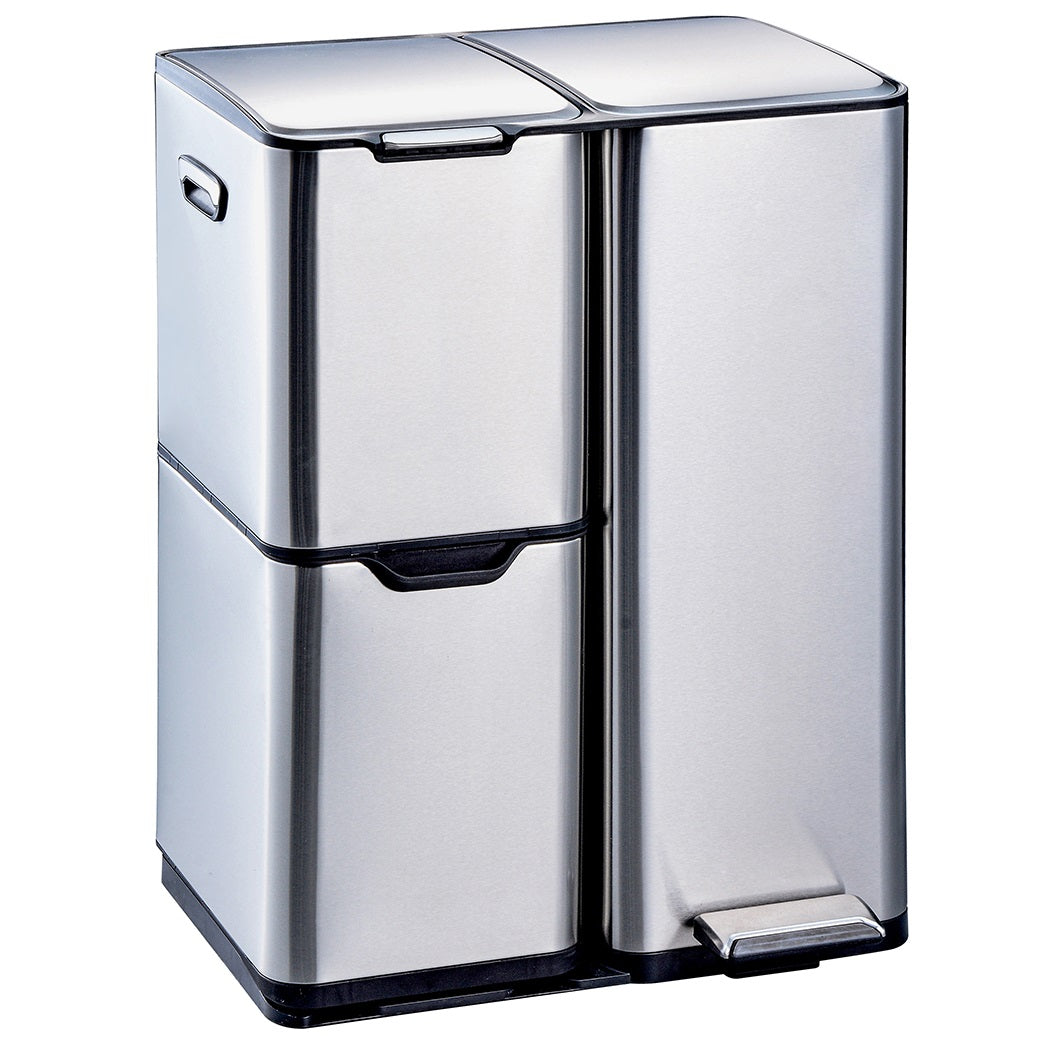 Red Deco Haja 60L poubelle tri 3 bacs inox à pédale