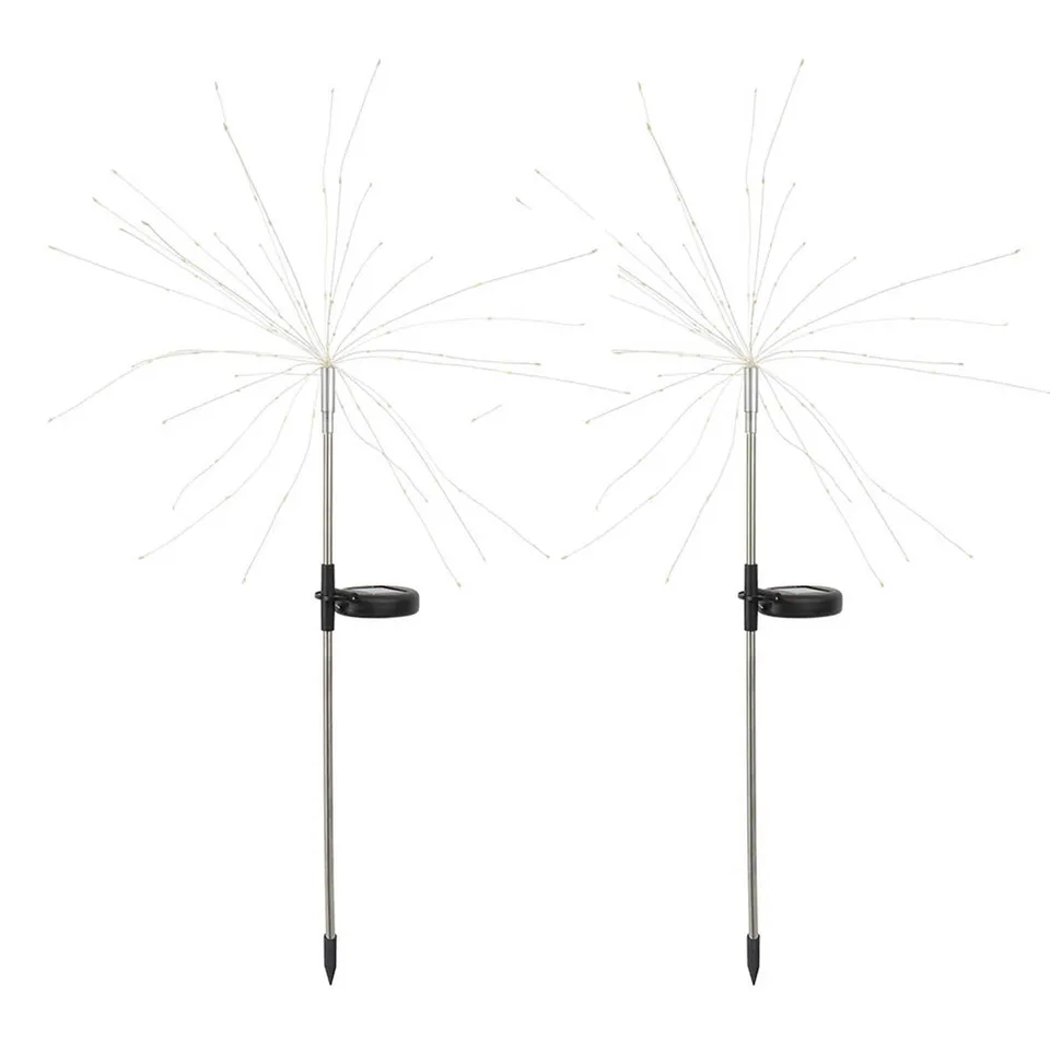 Red Deco Fireworks Spike lampe solaire lot de 2 blanc chaud 97cm
