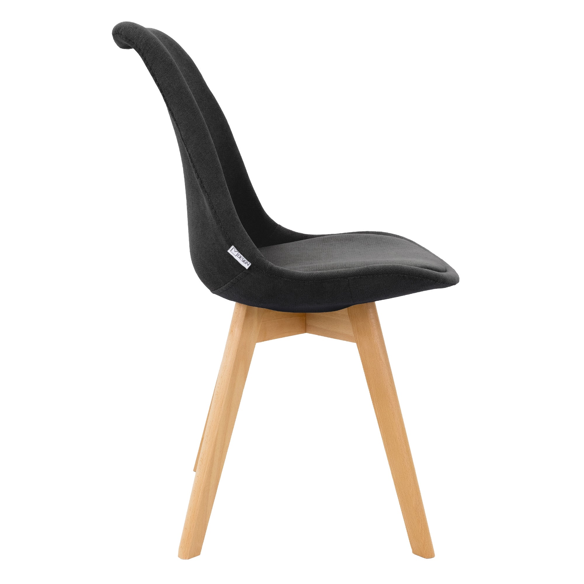 ECD Germany ML-Design lot 4 chaise salle à manger noir lin pieds bois