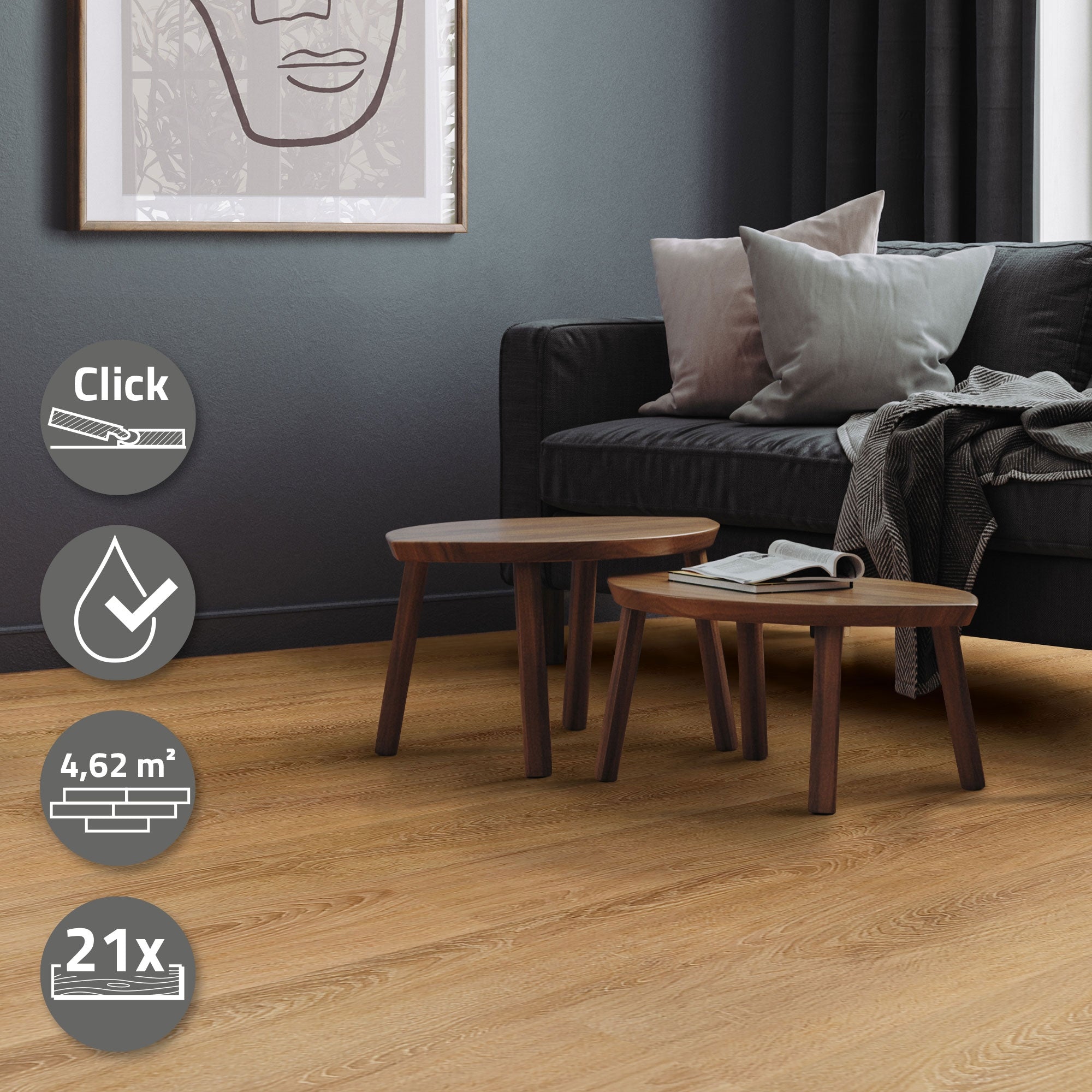 ECD Germany ML-Design sol vinyle chêne Sandbar 4,52 m²
