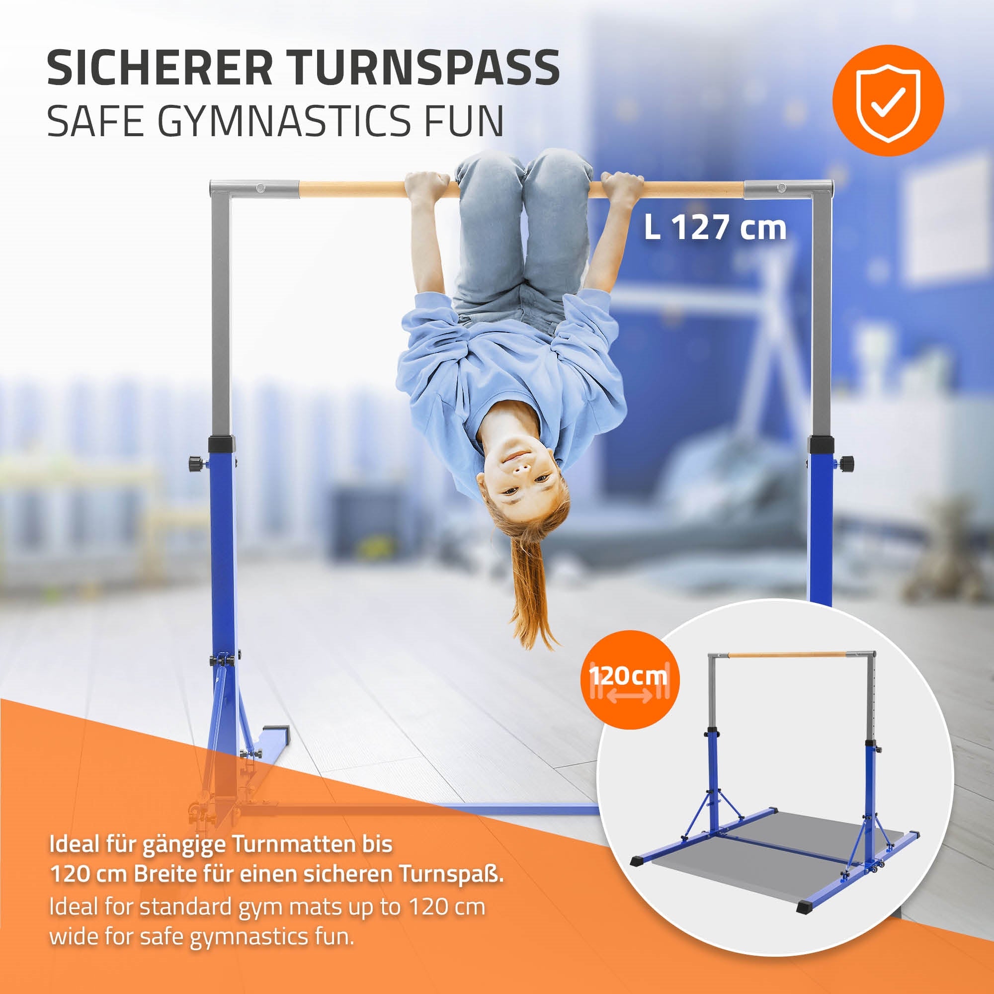ECD Germany Kinder barre gymnastique bleue pliable 95-150 cm
