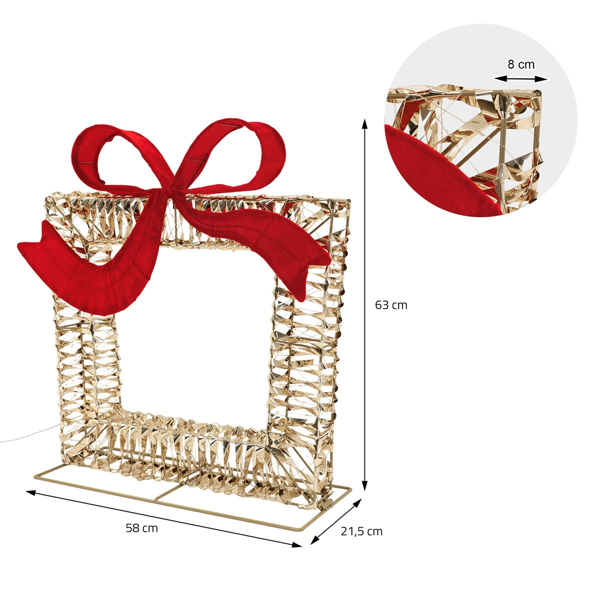 ECD Germany cadeau lumineux LED blanc chaud 58x63 cm IP44