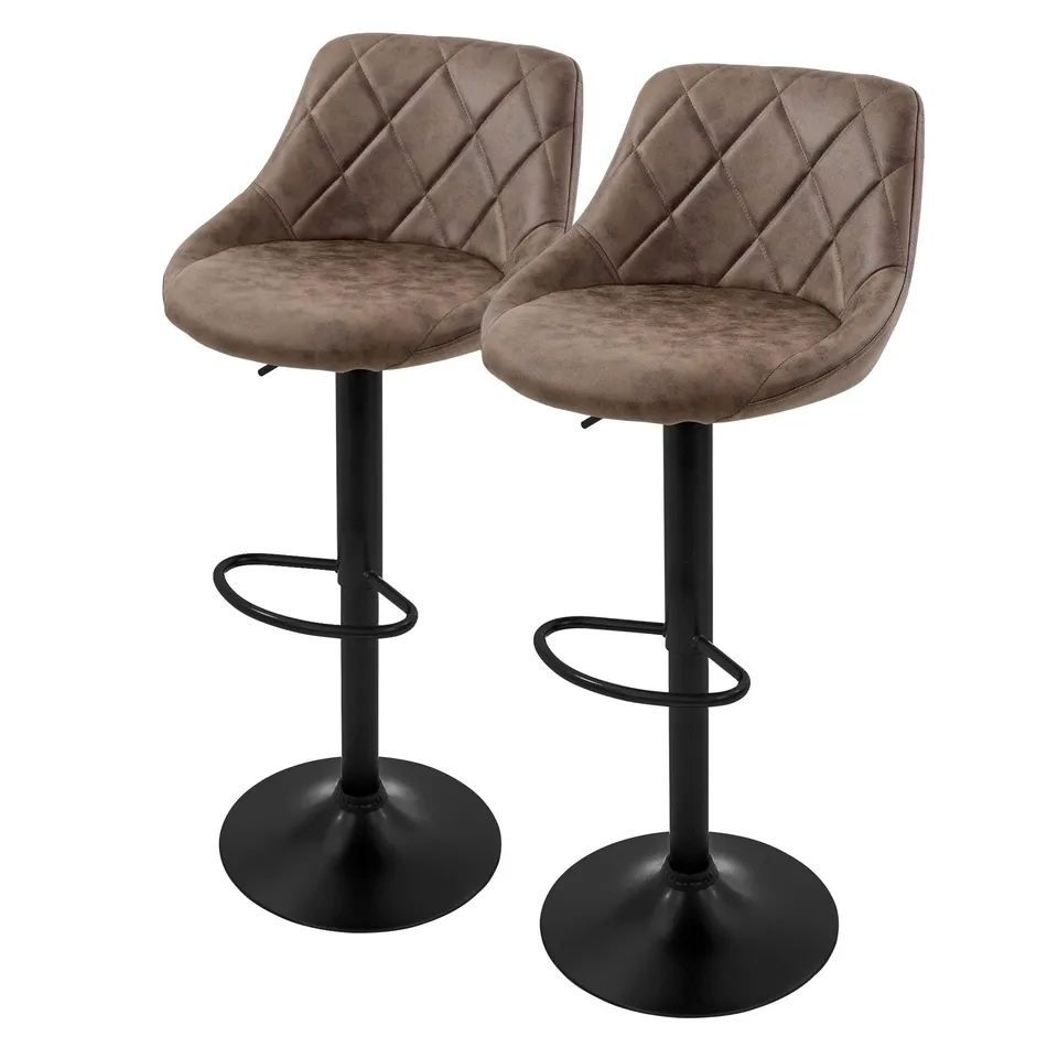 ECD Germany Möbel tabouret bar marron simili lot 2 réglable