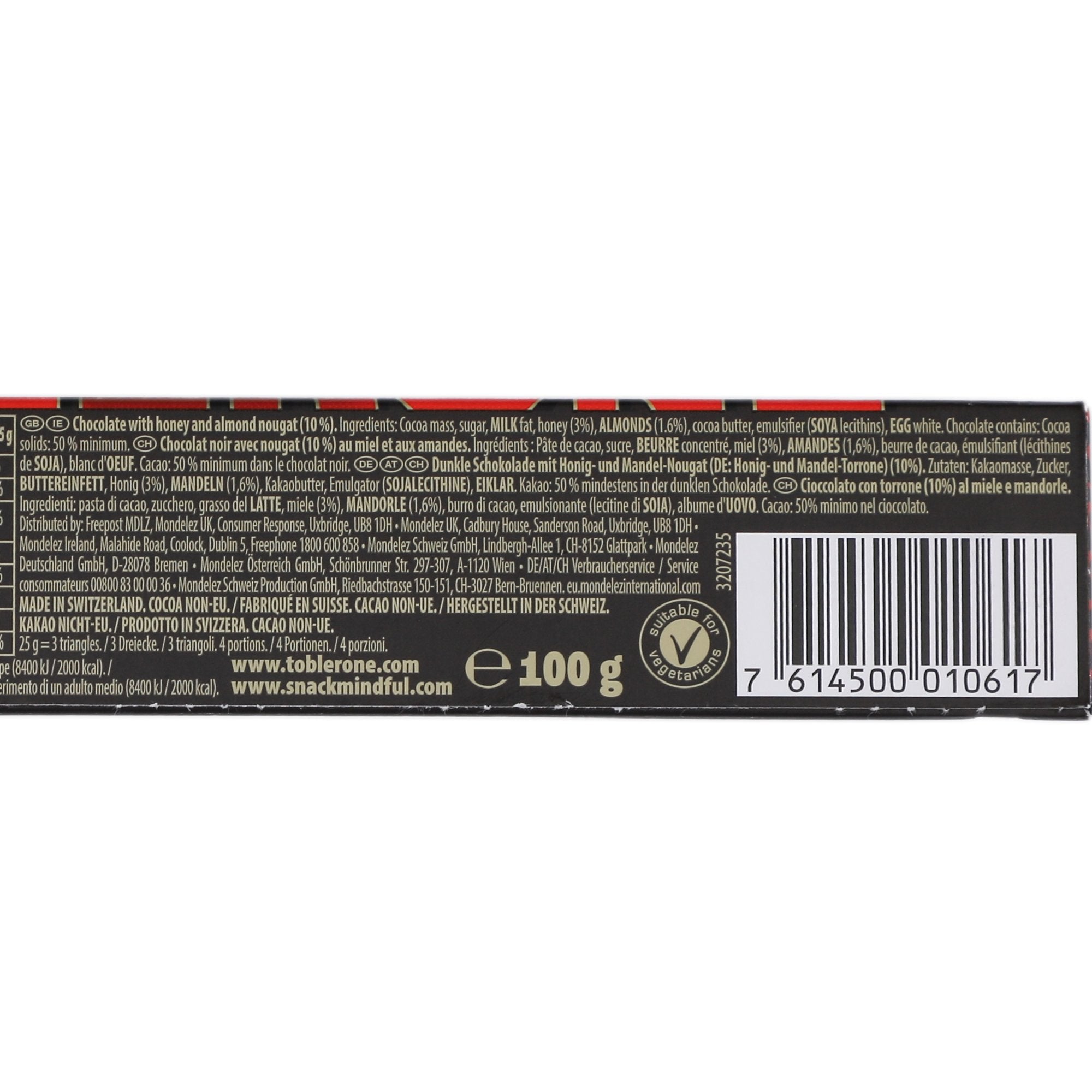 Stokomani Barre Chocolat Noir Suisse Nougat gourmande