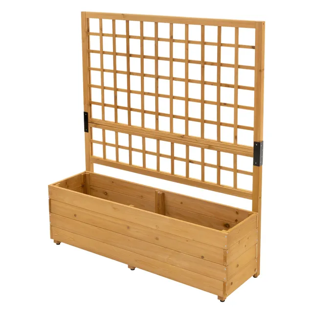 ECD Germany Garten Jardinière bois brun treillis 119cm à poser