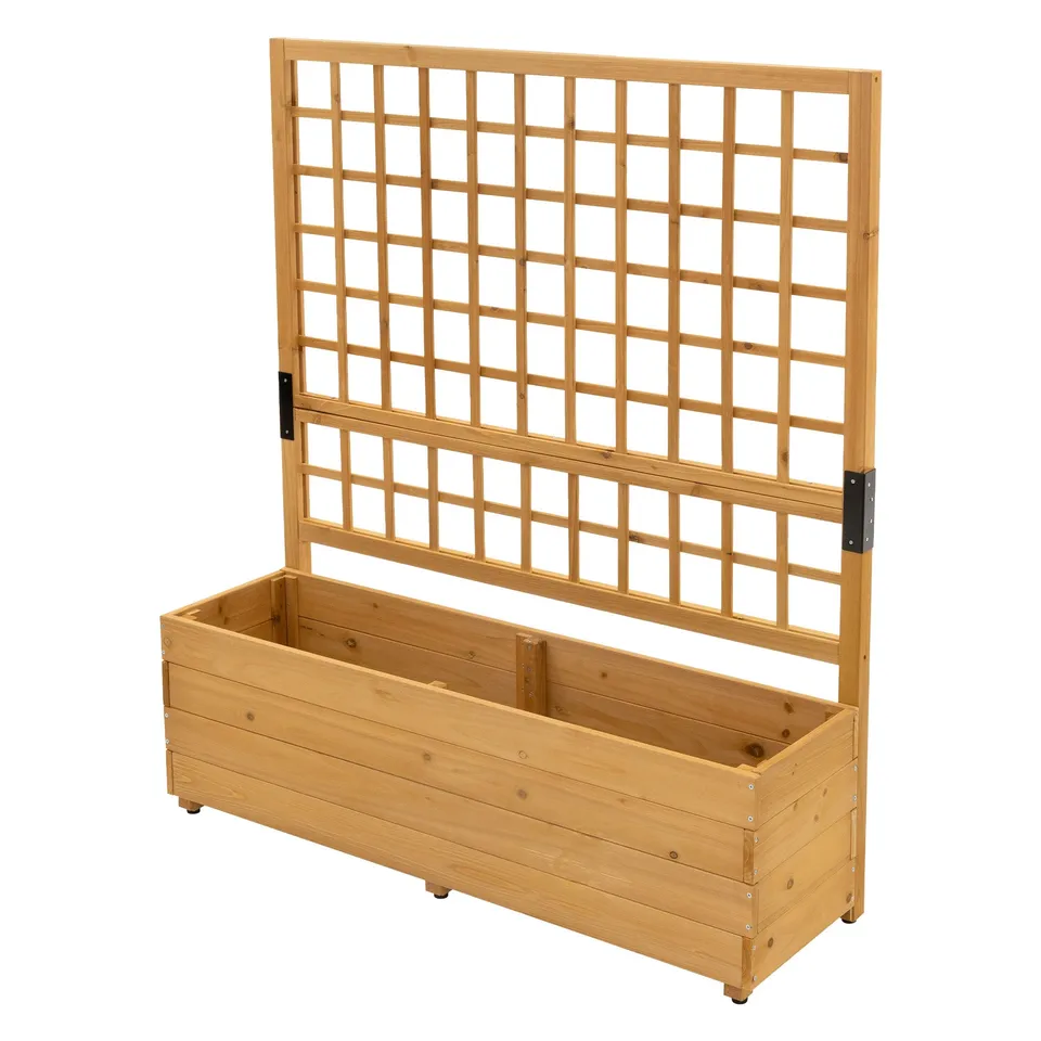 ECD Germany Garten Jardinière bois brun treillis 119cm à poser