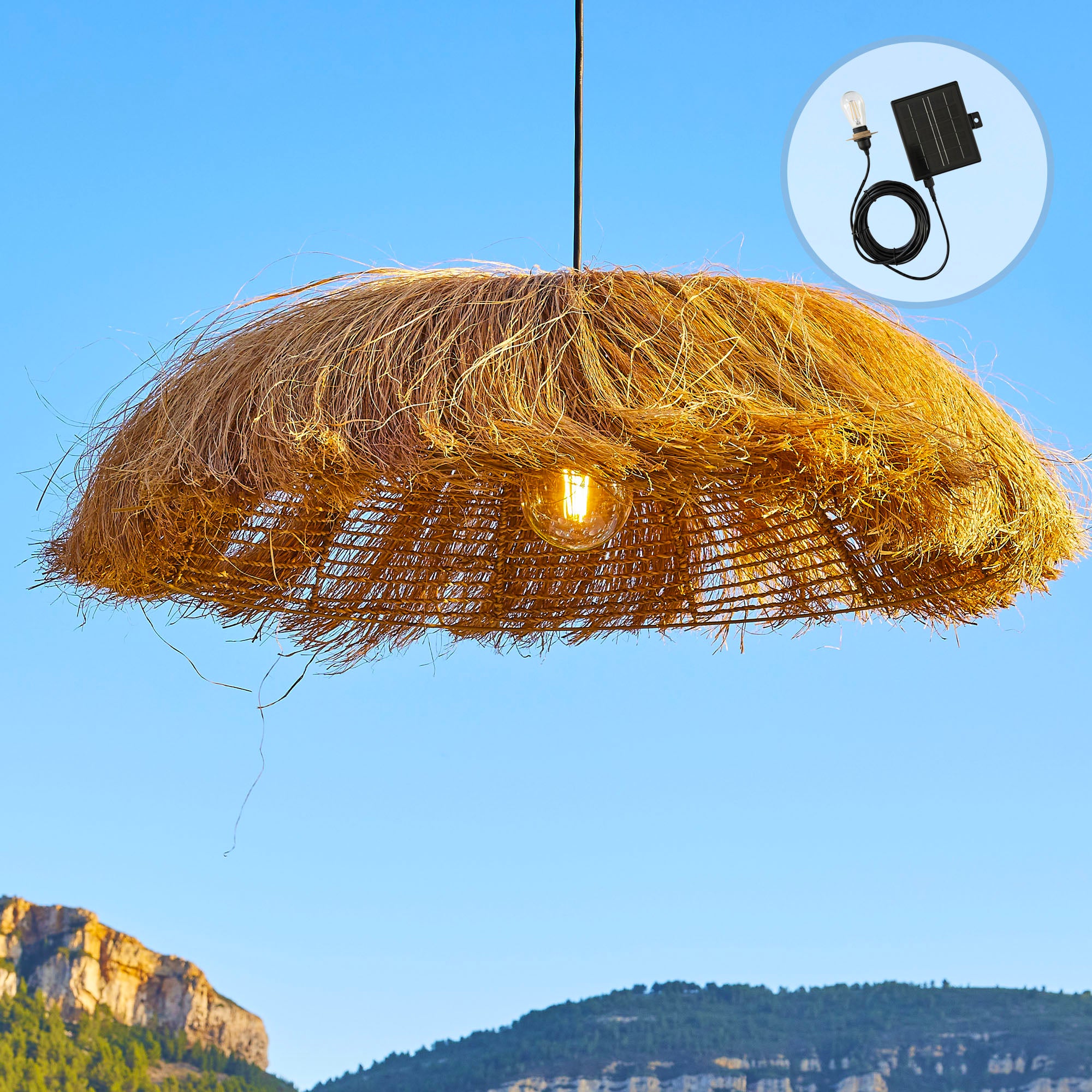 Red Deco Havana Solar suspension solaire jute 80 cm câble 5 m