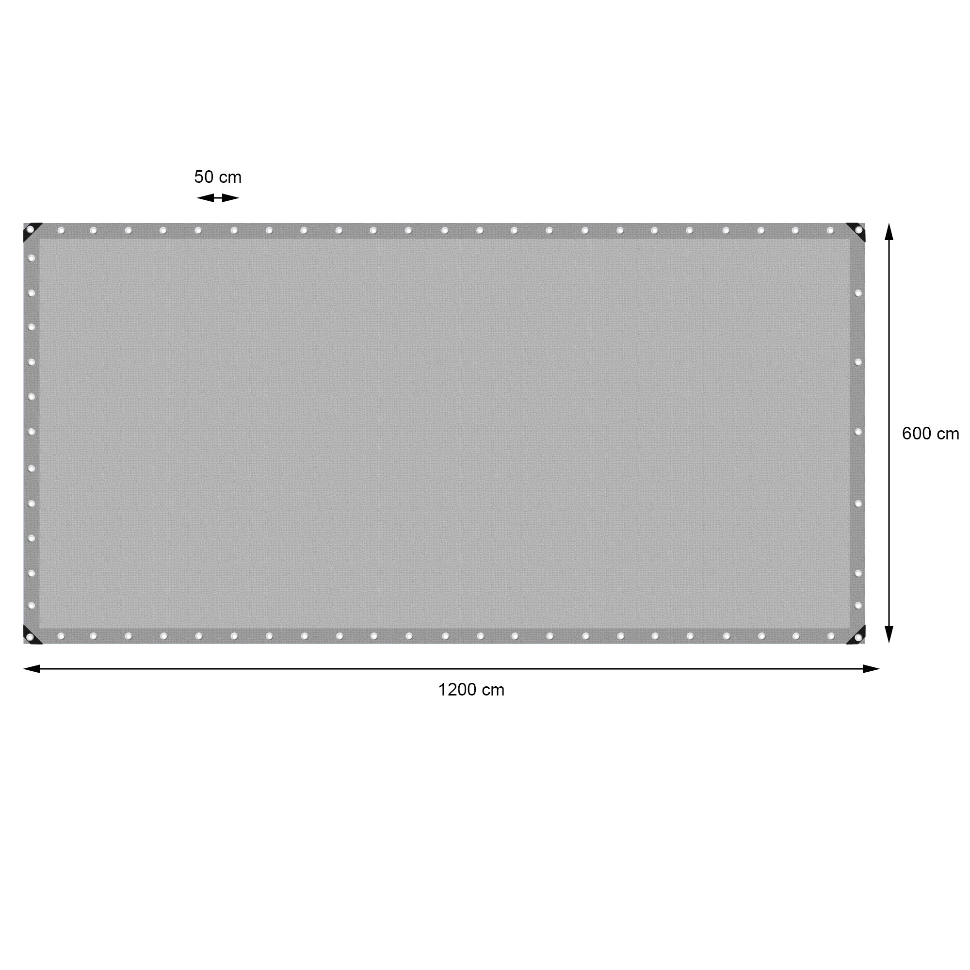 ECD Germany Garten bâche 6x12 m grise 180g/m² avec œillets
