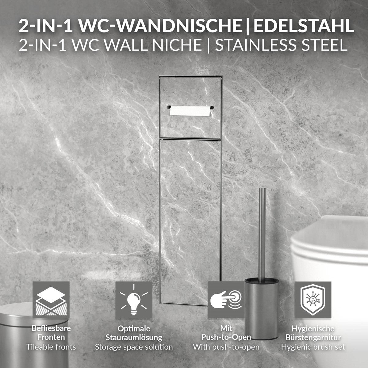 LuxeBath Sanitär niche murale WC 60x20 cm inox noir carrelable