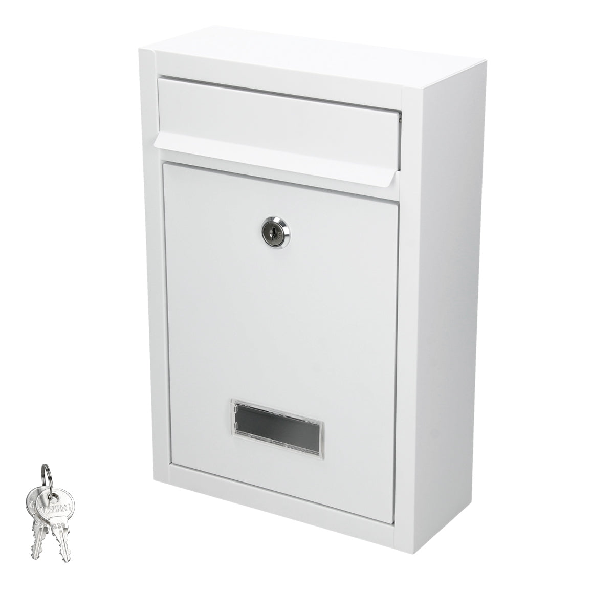 ECD Germany Bauen boîte aux lettres 215x9x32 blanc acier 2 clés
