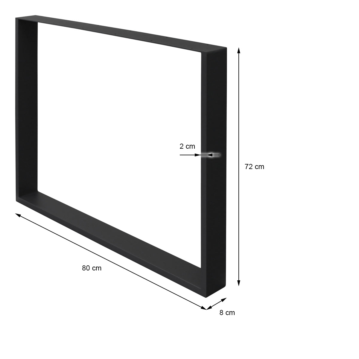 ECD Germany lot 2 pieds de table 80x72 acier noir industriel