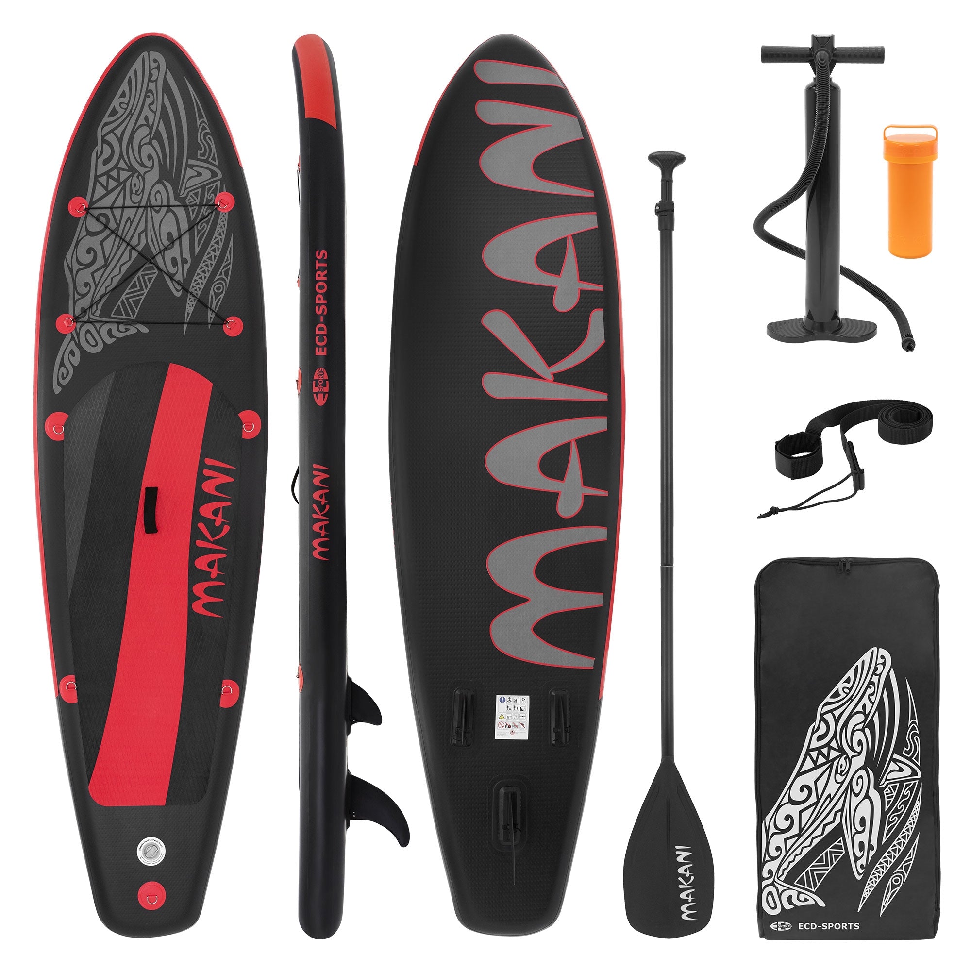 ECD Germany Makani paddle gonflable noir rouge 320x80x15 cm
