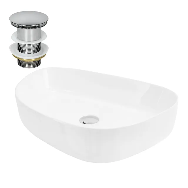 ECD Germany Sanitär vasque céramique 55x42 blanche sans trop-plein