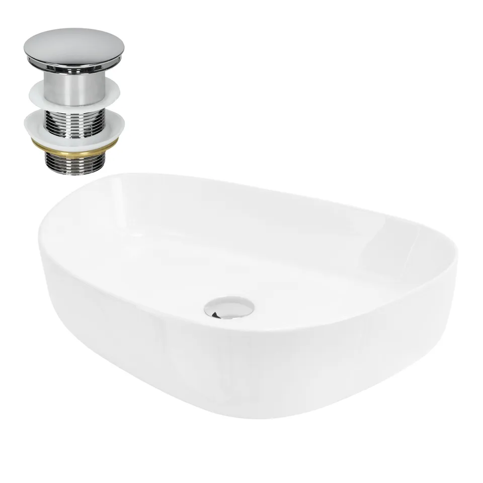 ECD Germany Sanitär vasque céramique 55x42 blanche sans trop-plein